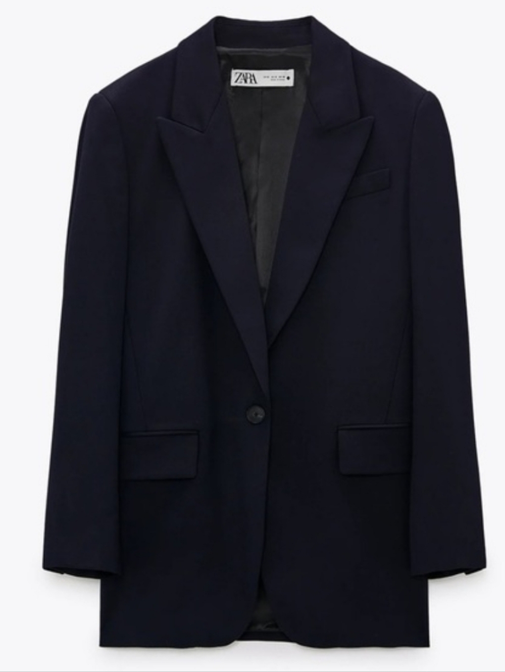 Zara  Oversized Blazer Navy Blue Size M - Picture 3 of 10